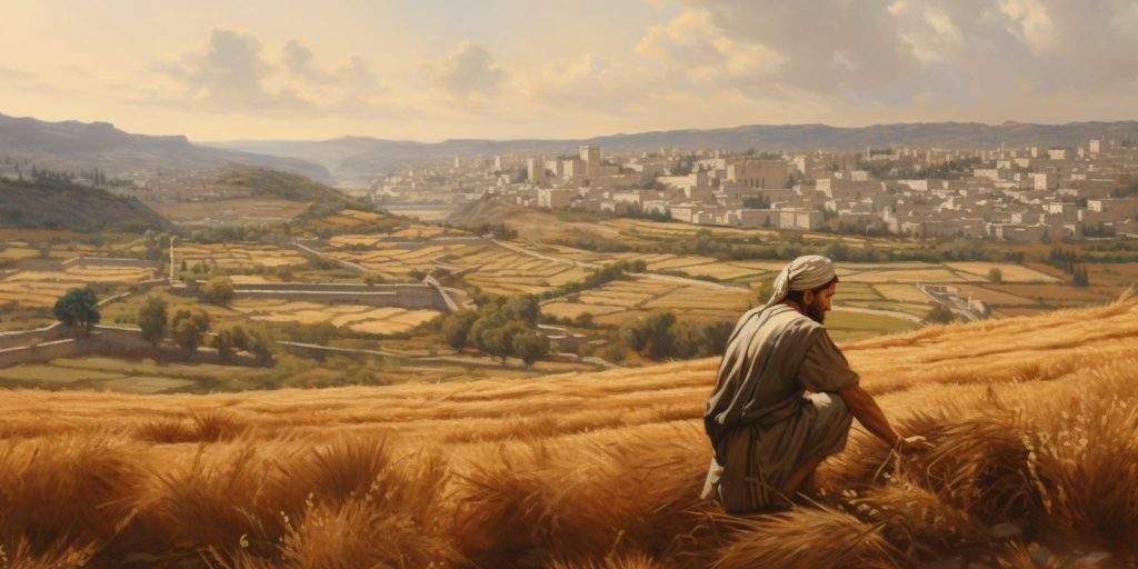 Israelite farmer in his field